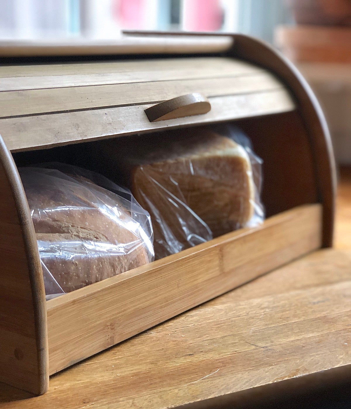 Storing bread in shop a bread box